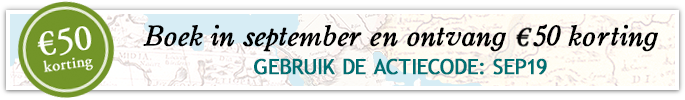 Boek in september en ontvang €50 korting. Gebruik de actiecode SEP19. Boek in september en ontvang €50 korting. Gebruik de actiecode SEP19.